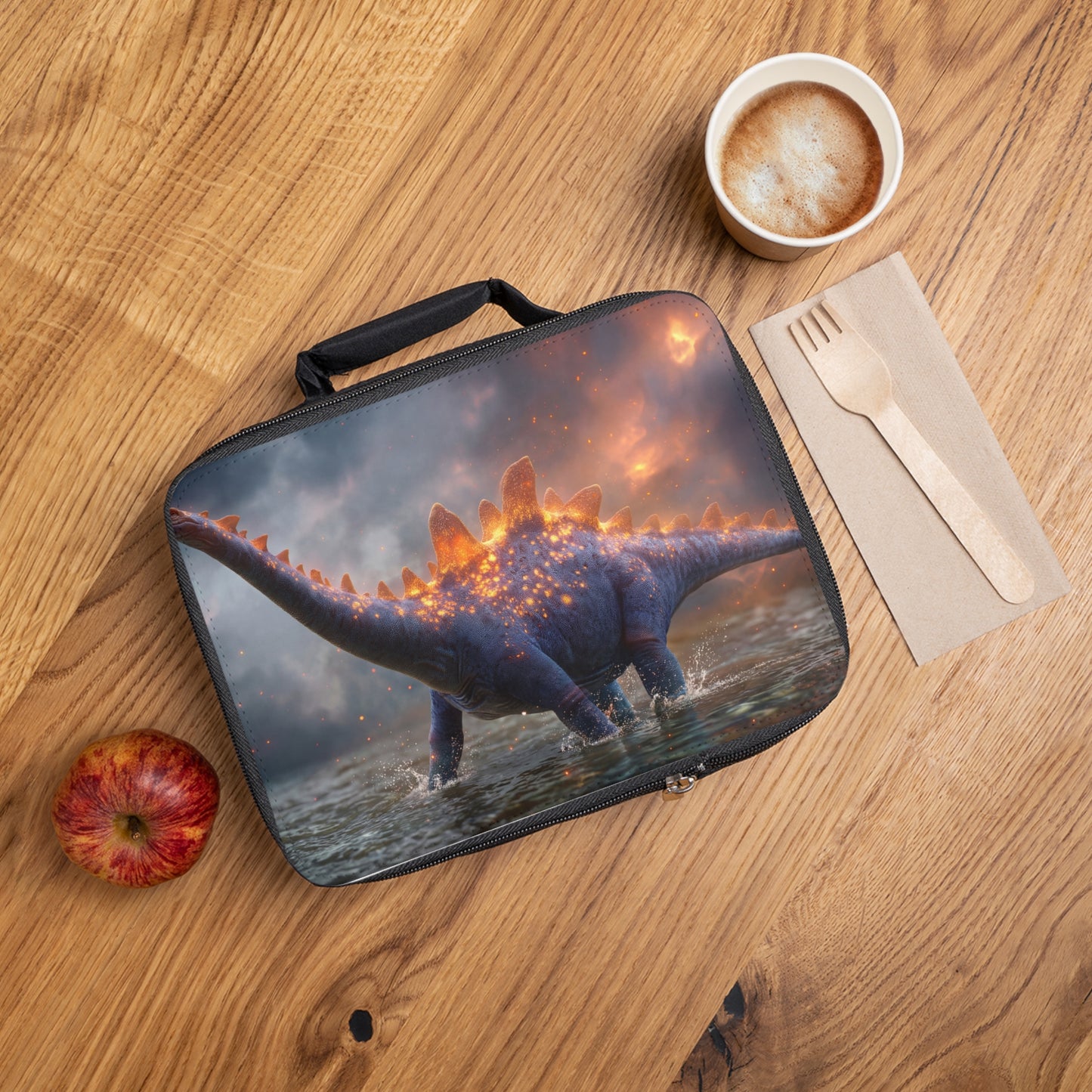 Celestial Stegosaurus Lunch Bag – Glowing Dinosaur in Twilight Waters