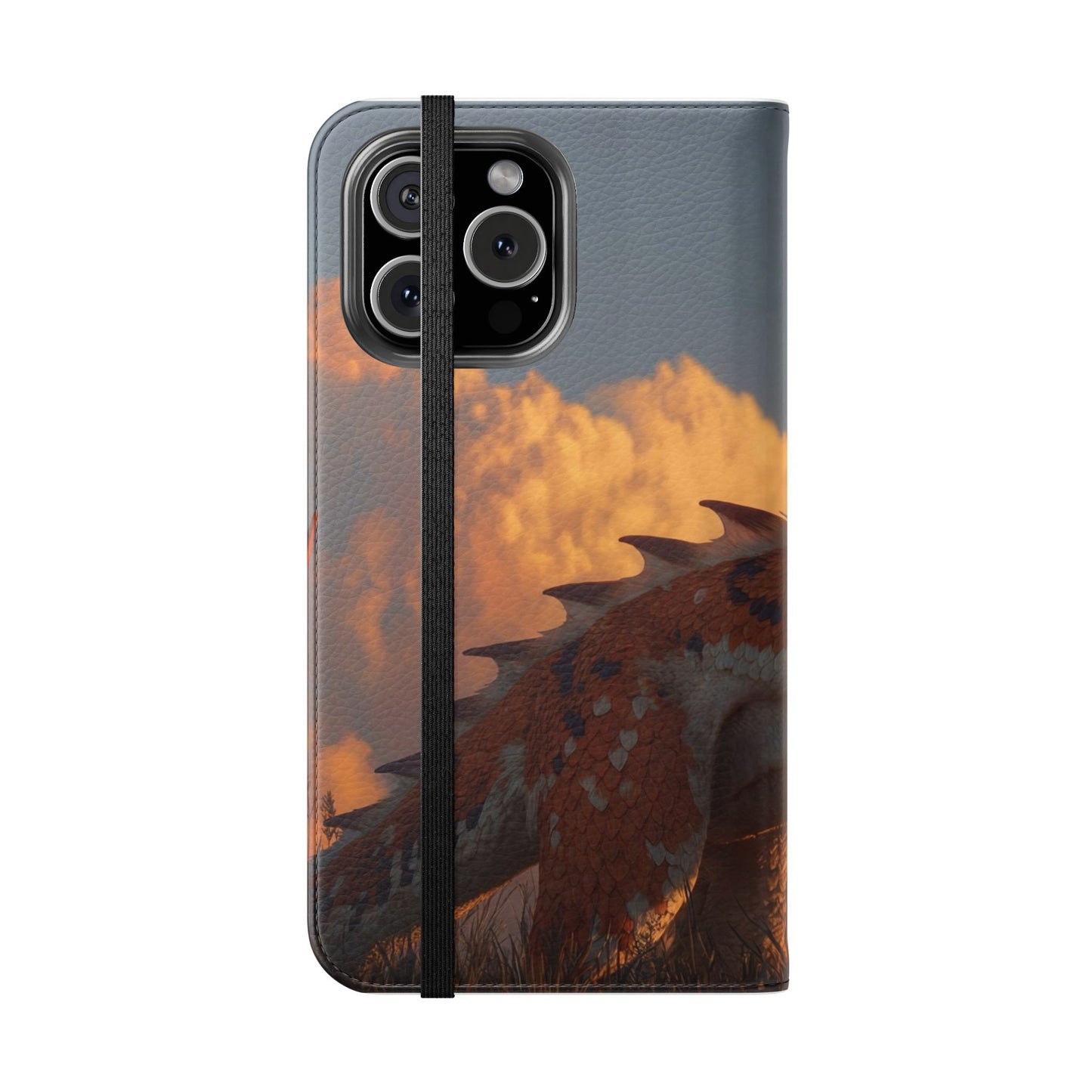 Gilded Dragon Flip Cases – Amber Sunset Guardian