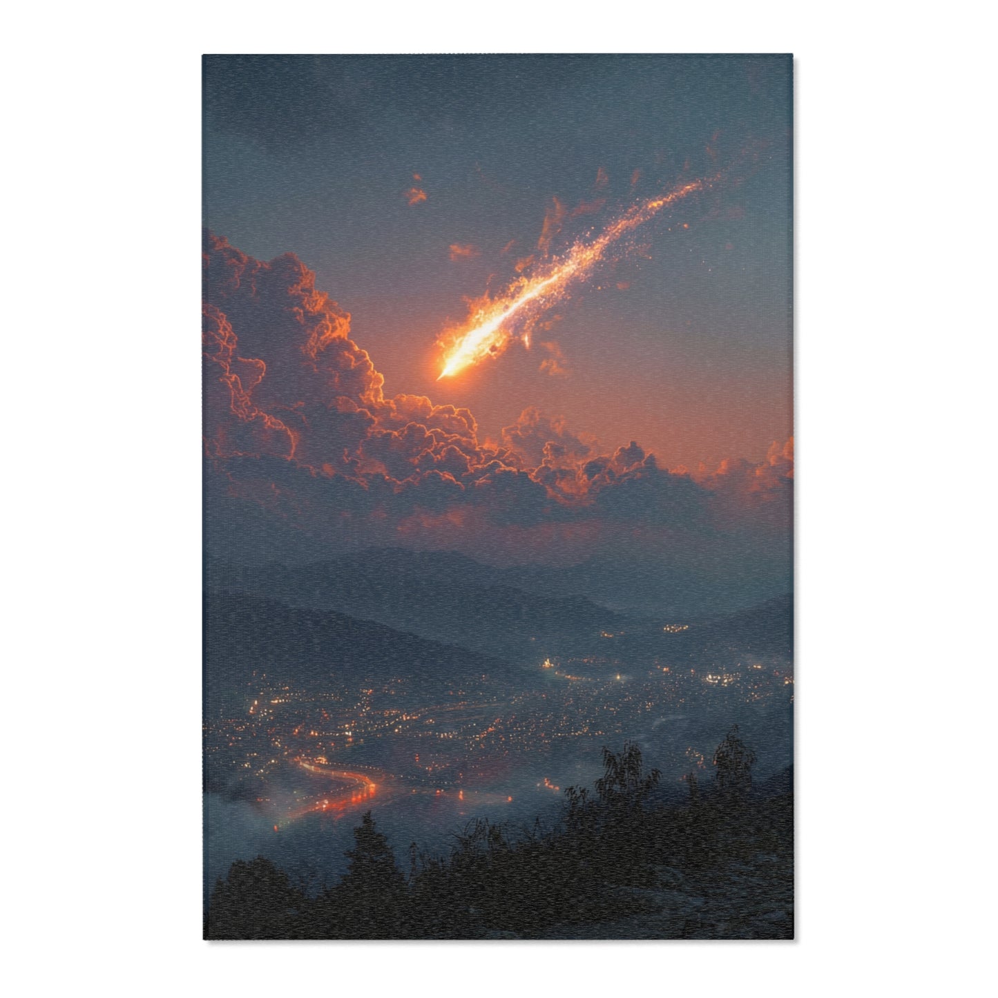 Celestial Fire Comet Area Rugs – Twilight Skyfall Dreamscape