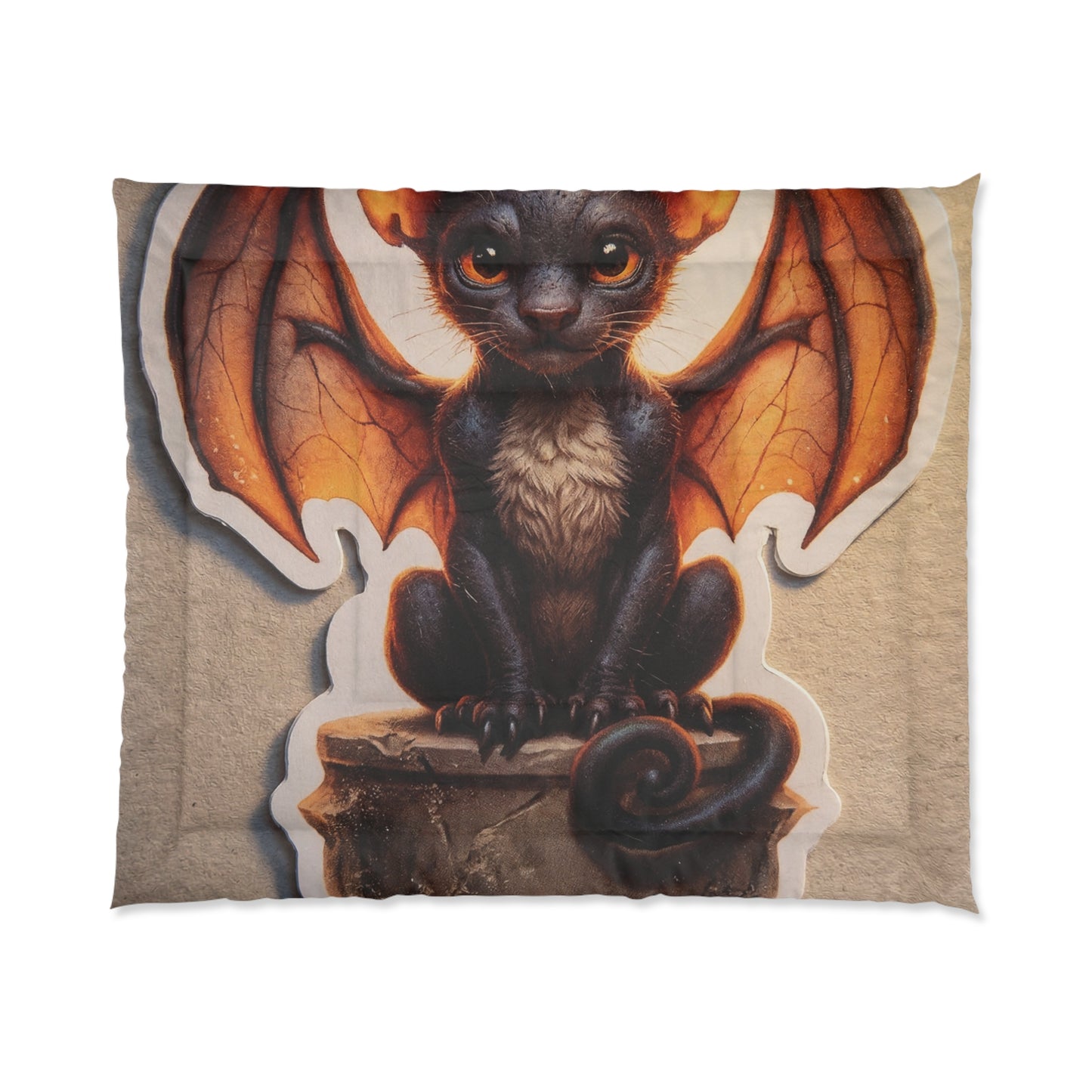 Winged Feline Comforter – Amber-Eyed Guardian of Twilight