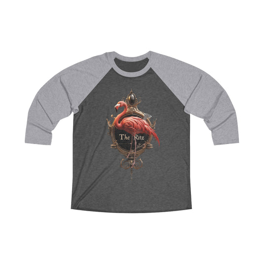 Ritz Flamingo Tee – Ornate Golden Crest Graphic