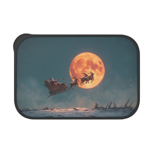 Santa’s Midnight Flight PLA Bento Box with Band and Utensils – Crimson Moon Over Frosty Peaks