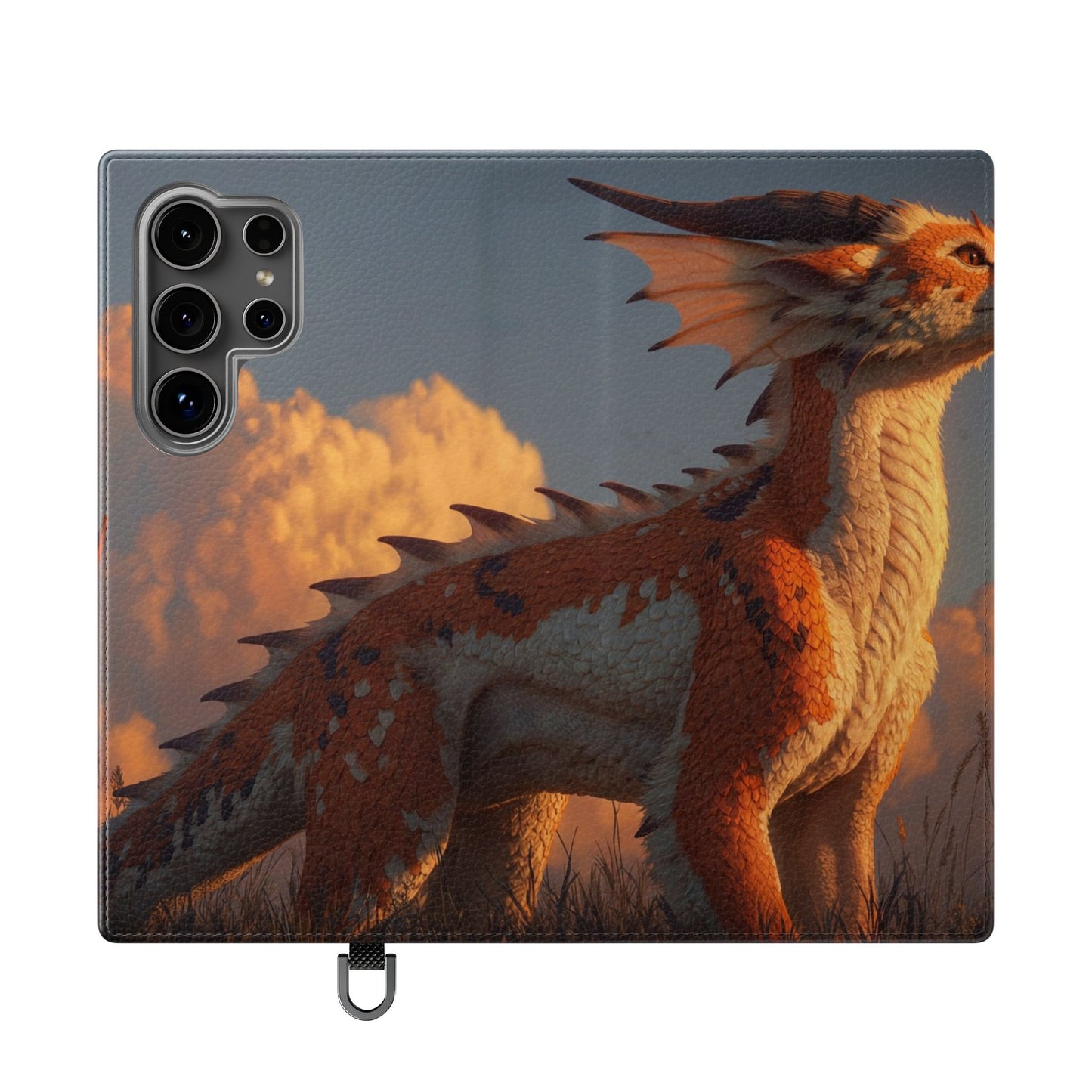 Gilded Dragon Flip Cases – Amber Sunset Guardian
