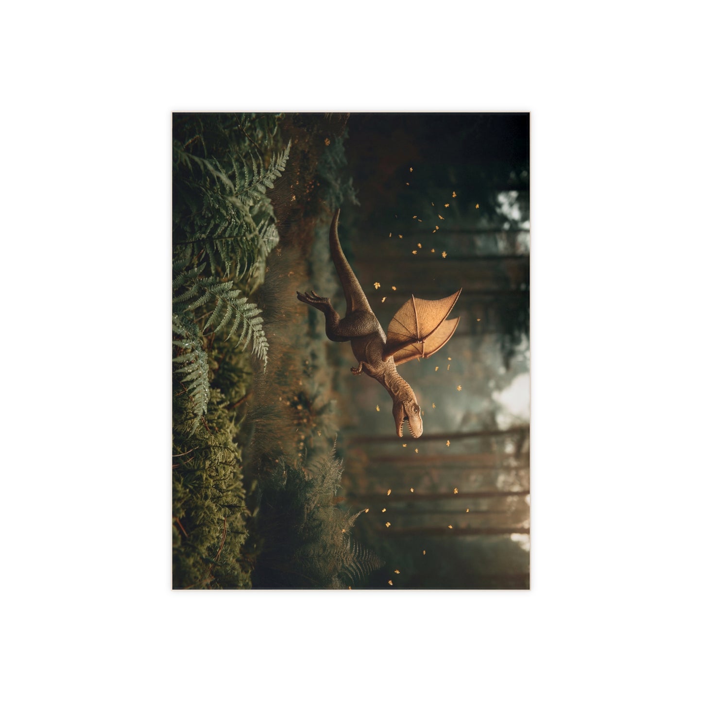 Winged Dinosaur Forest Tile – Sunlit Glade Soaring