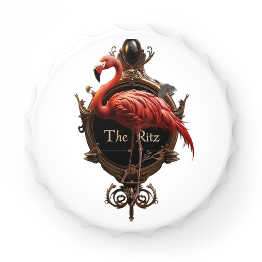 Ritz Flamingo Bottle Opener – Baroque Bird Emblem on Black