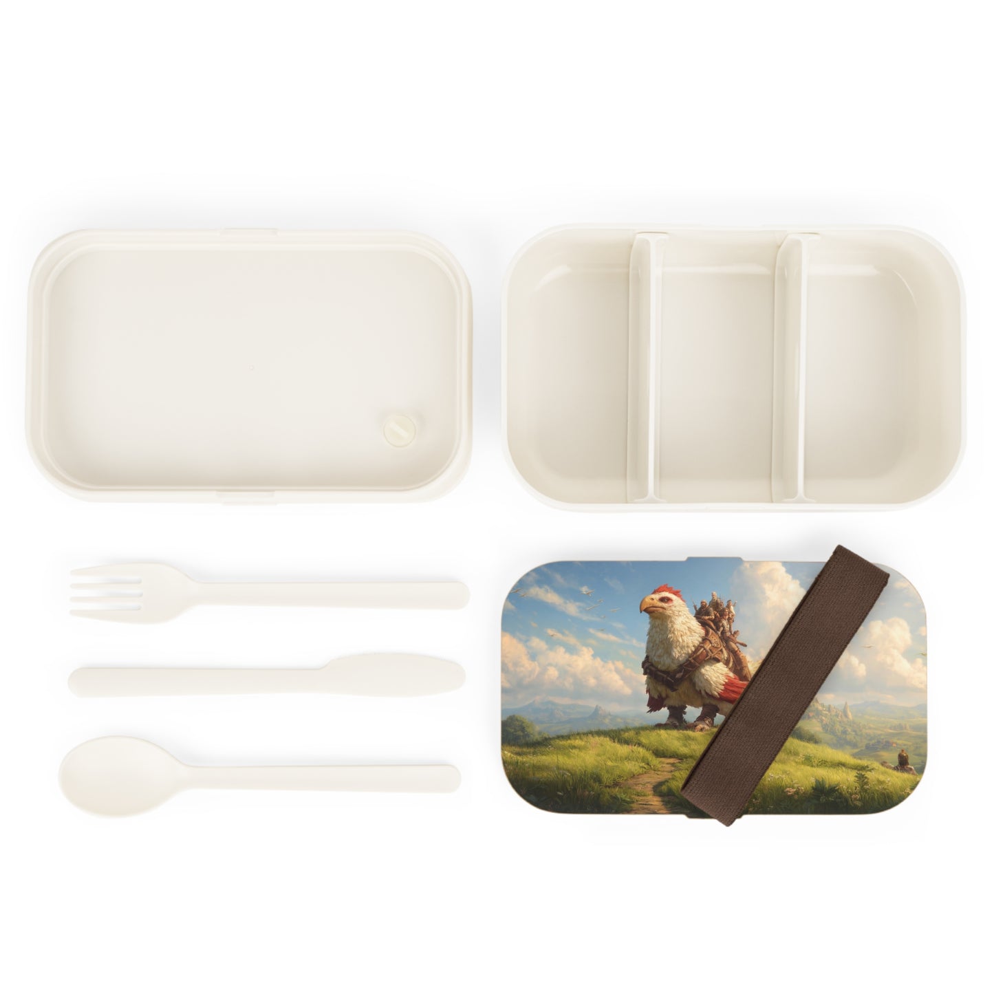 Skybound Ravenrider Bento Lunch Box – Fellowship on Feathers Over Sunlit Valleys