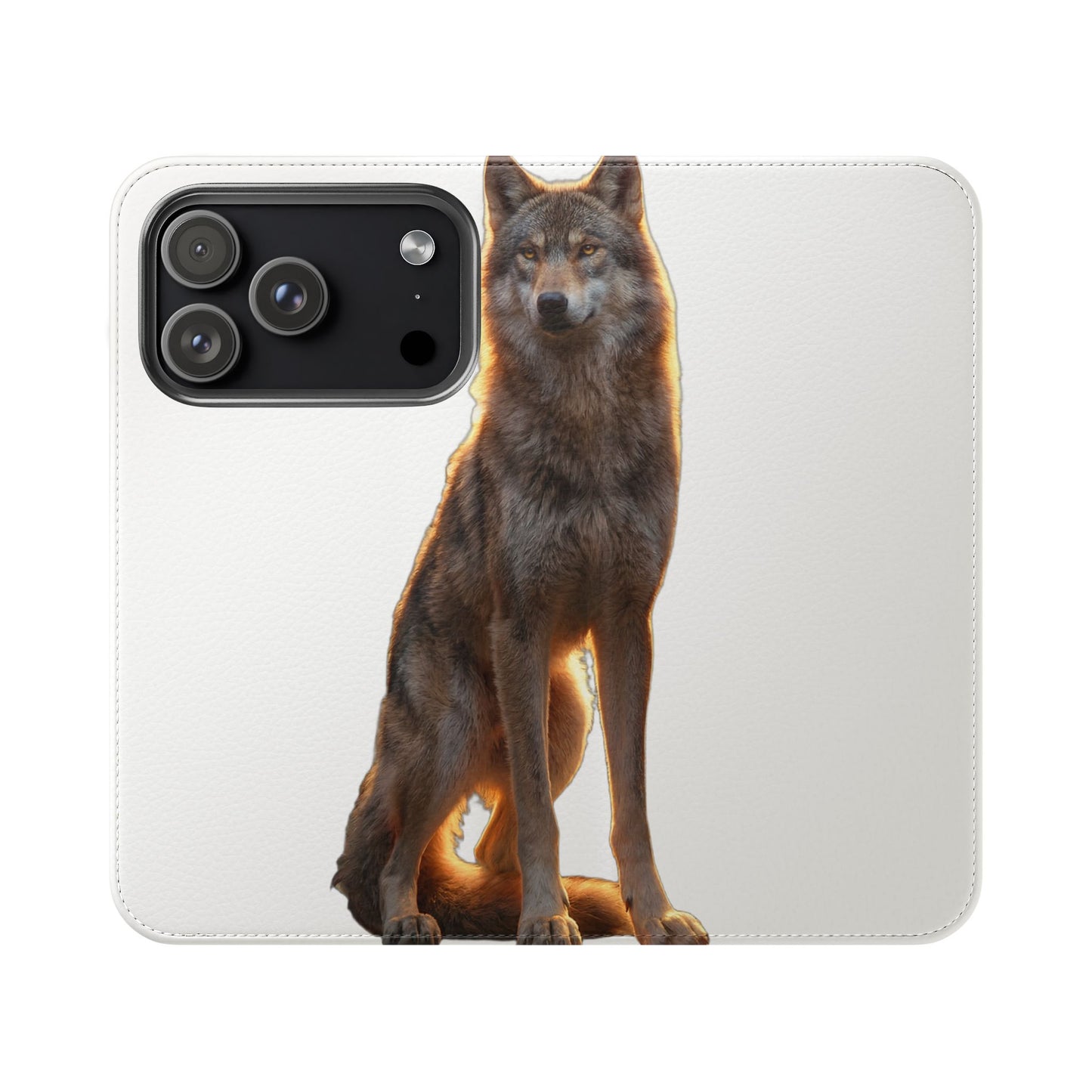 Sunlit Wolf Flip Cases – Golden Hour Sentinel Portrait