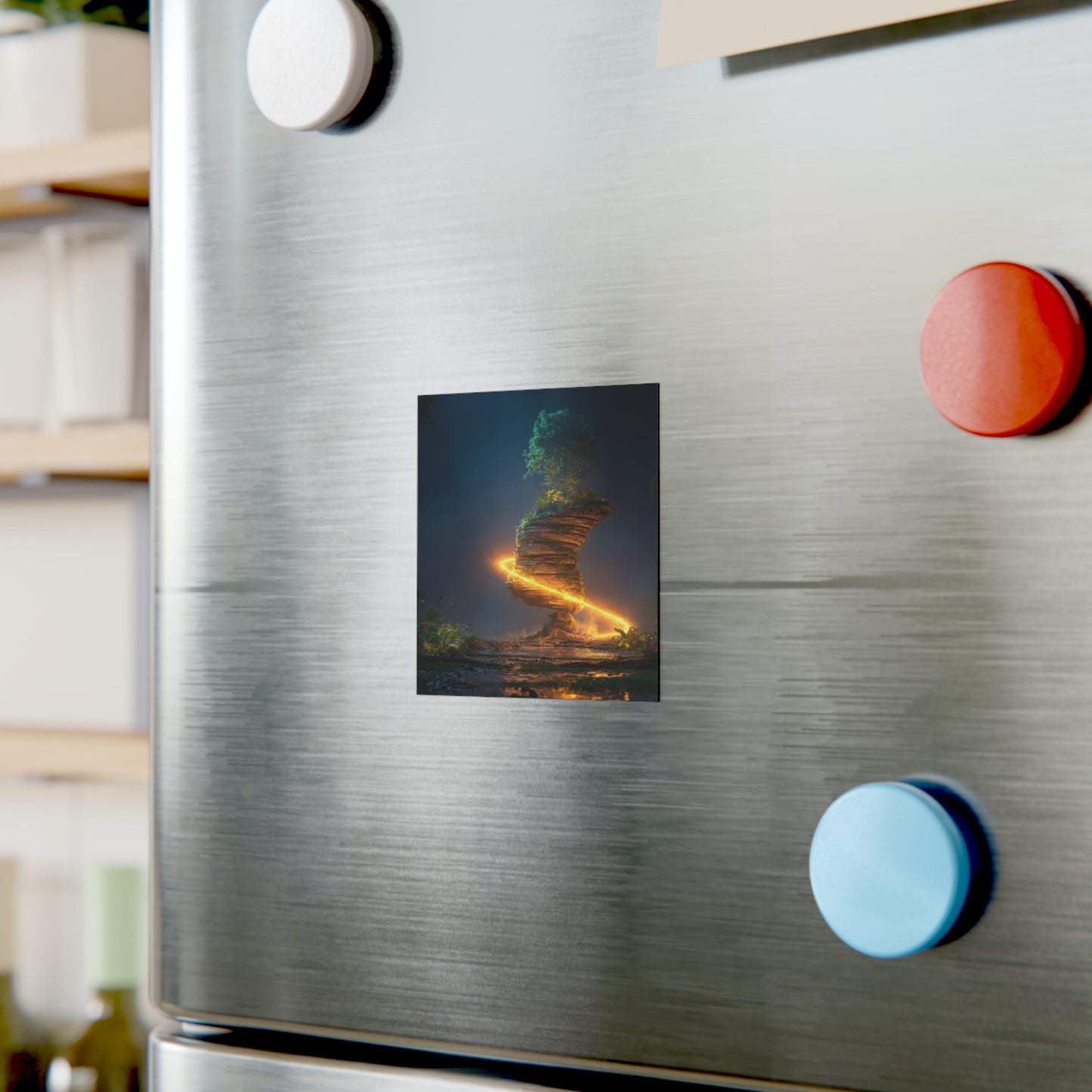 Floating Stone Tree Magnet – Luminous Jungle Portal