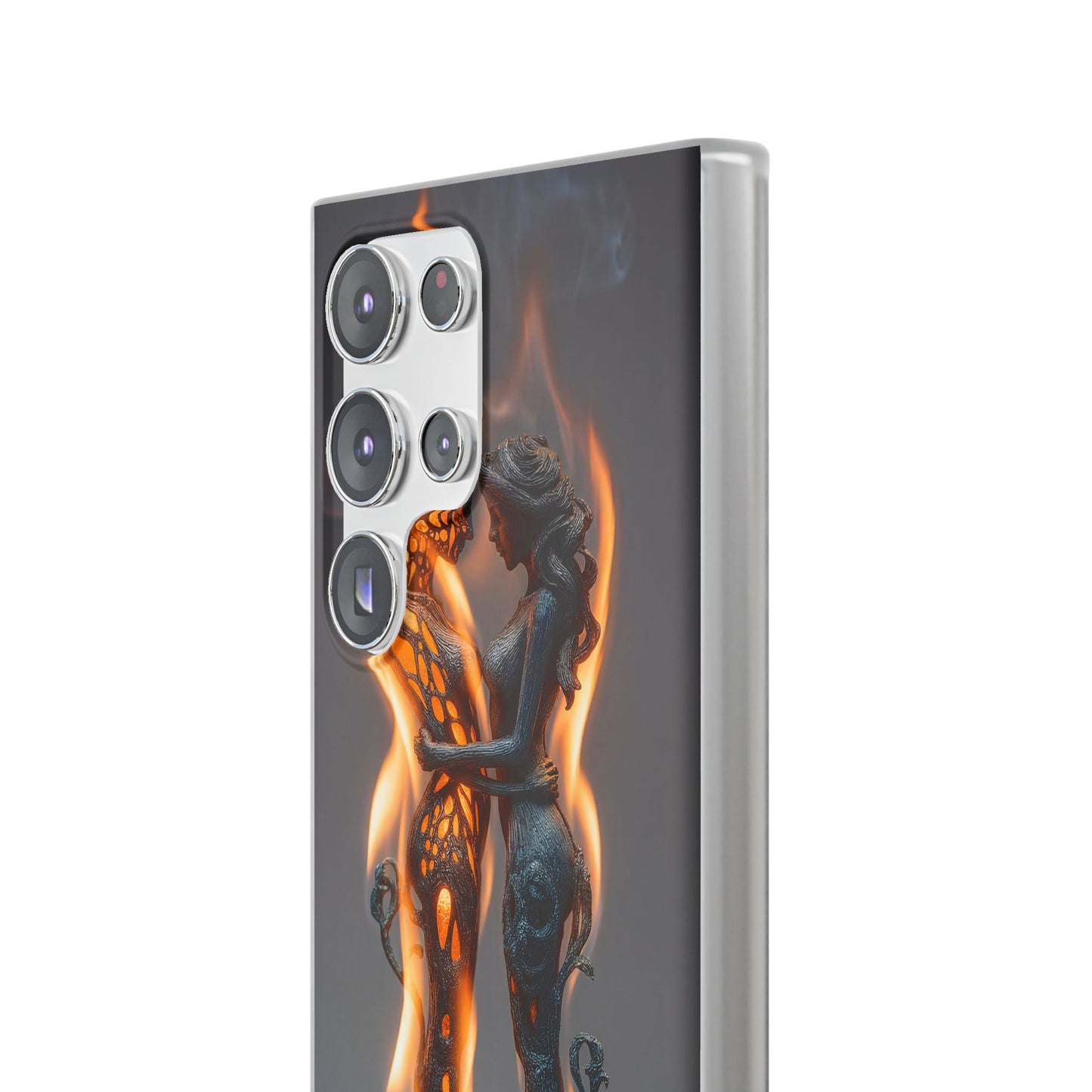 Flame-Embraced Lovers Flexi Cases – Intimate Glow Within the Fire