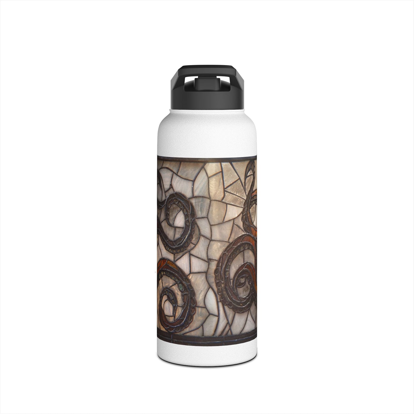 Stained Glass Octopus Water Bottle – Amber Abyss Guardian