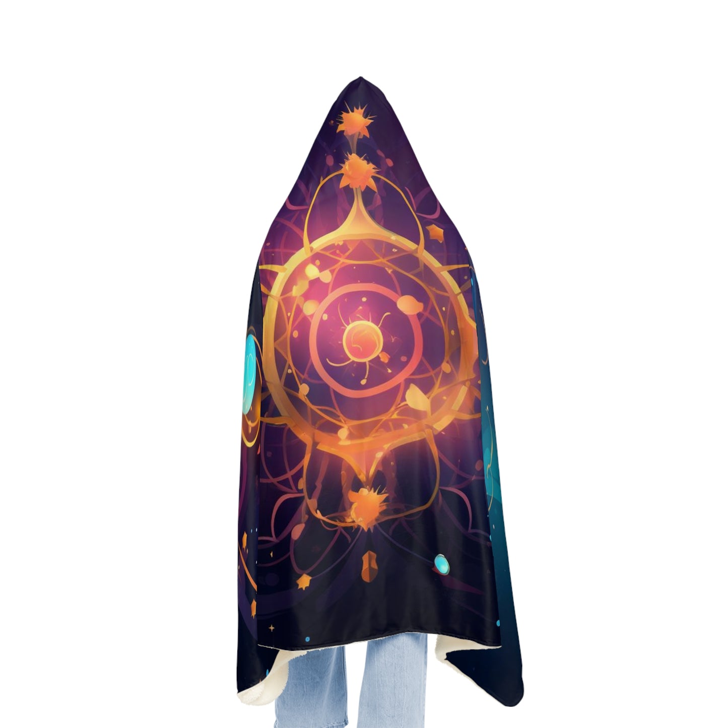 8K, high resolution detailed vector illustration poster, stars, celestial symbols, glowing accents - Snuggle Blanket