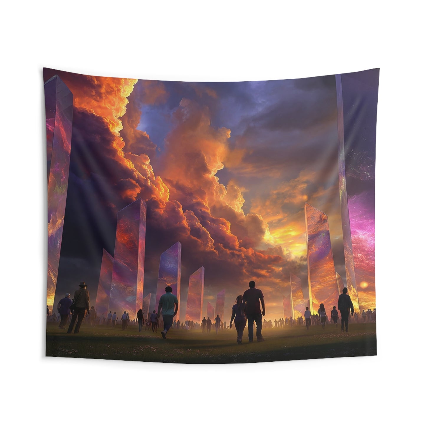 Cosmic Obelisk Grove Indoor Wall Tapestries – Twilight Gateway to the Stars