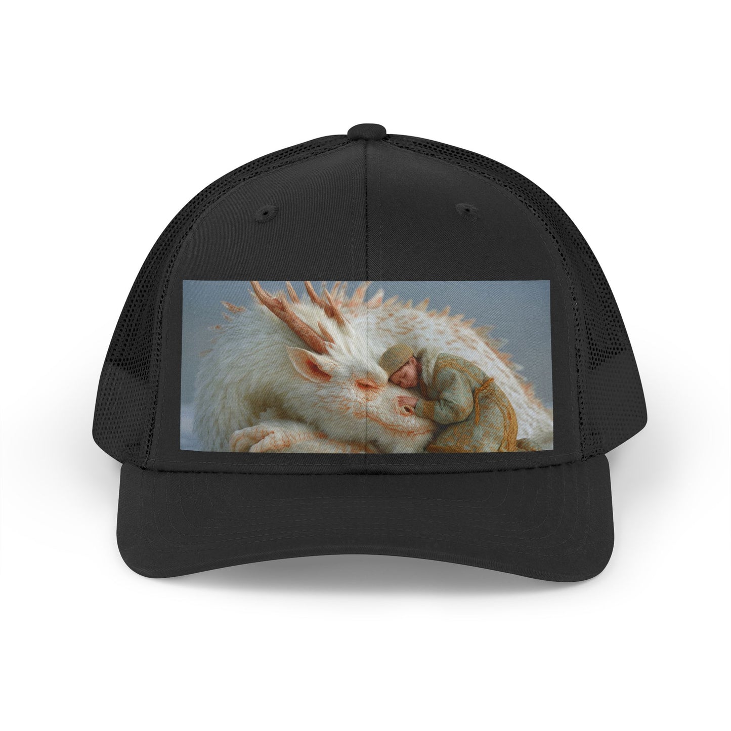 Sleeping Dragon Child Trucker Retro Hat – Snowy Guardian’s Rest