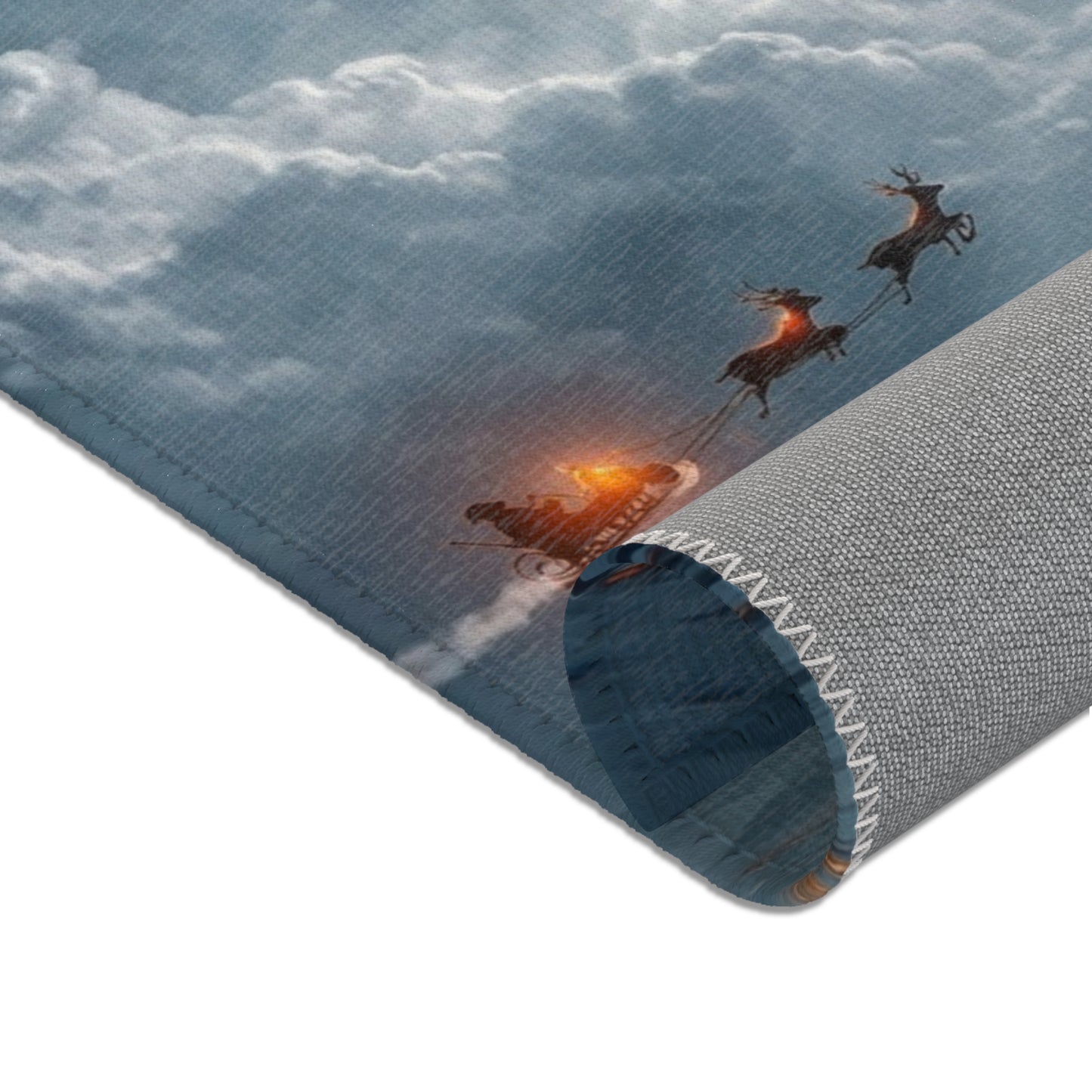 Midnight Sleigh Ride Area Rug – Frostbound City Beneath the Full Moon