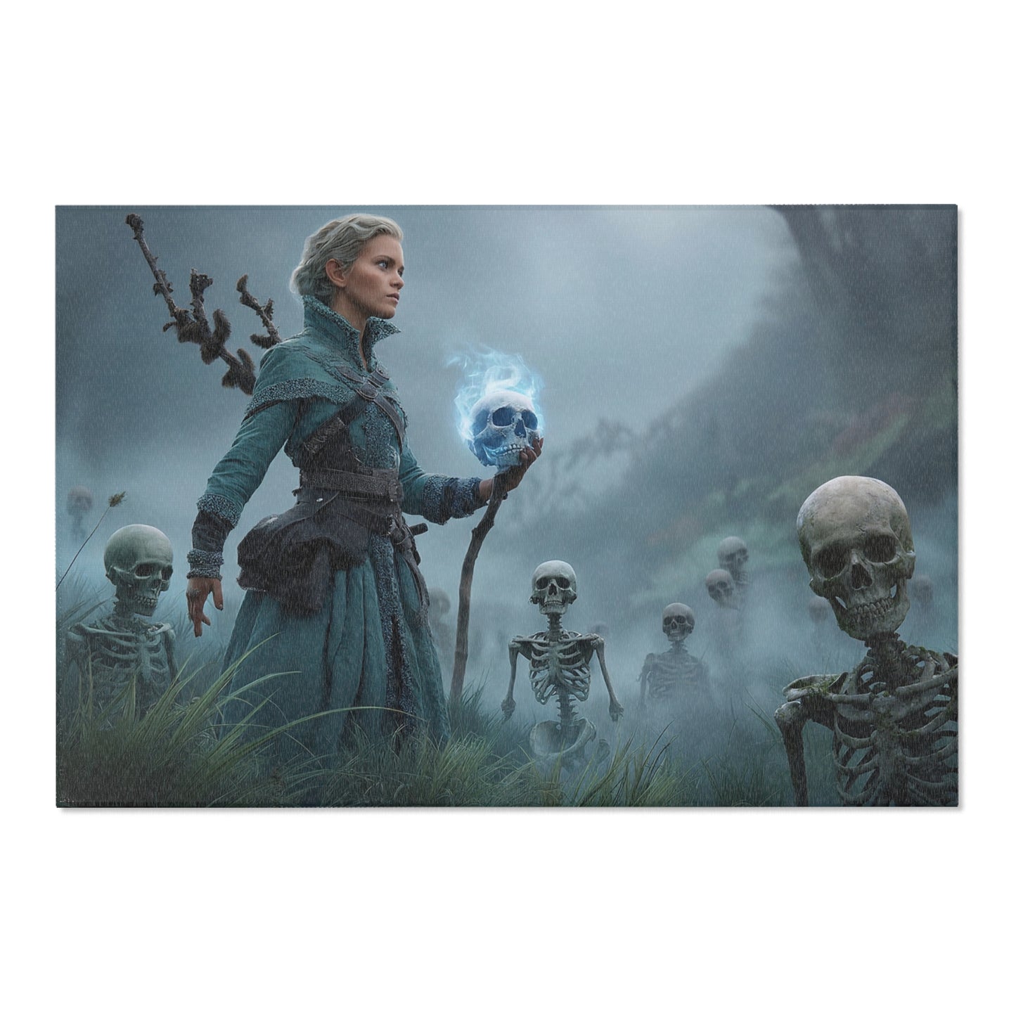 Bonekeeper’s Whisper Area Rug – Misty Graveyard Sentinel