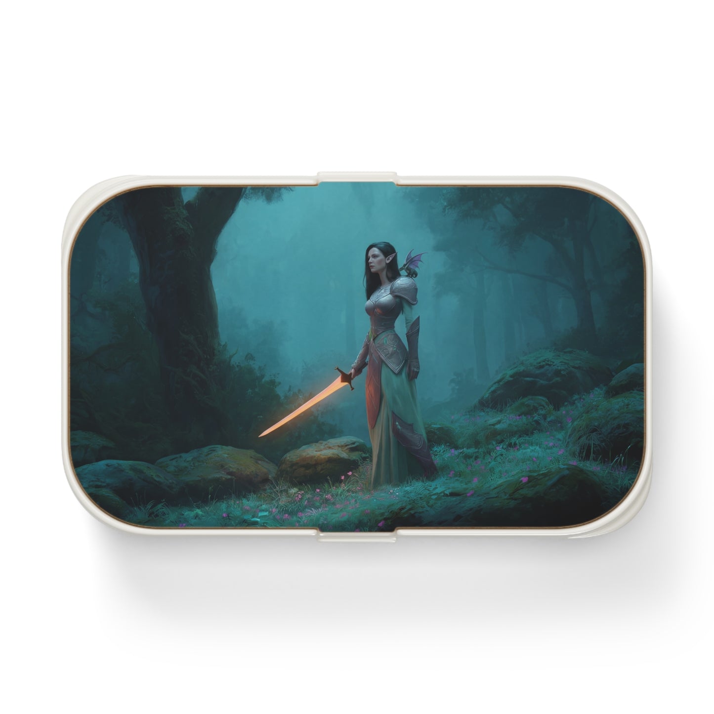 Elven Warrior with Glowing Sword Bento Lunch Box – Twilight Grove Guardian