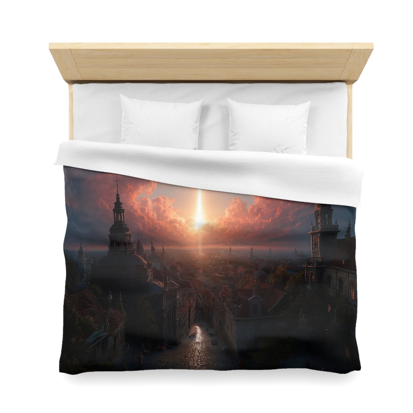 Celestial Beam Microfiber Duvet Cover – City of Dawn’s Vertical Light