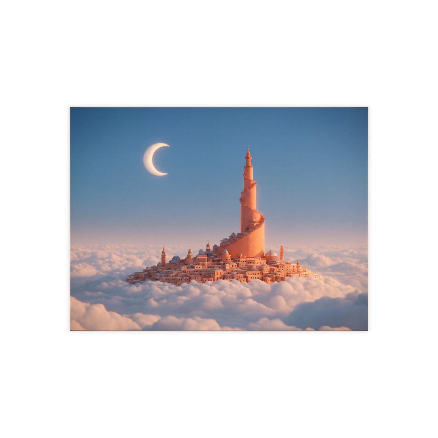 Cloud City Mosque Tile – Crescent Moon Above Floating Mosque