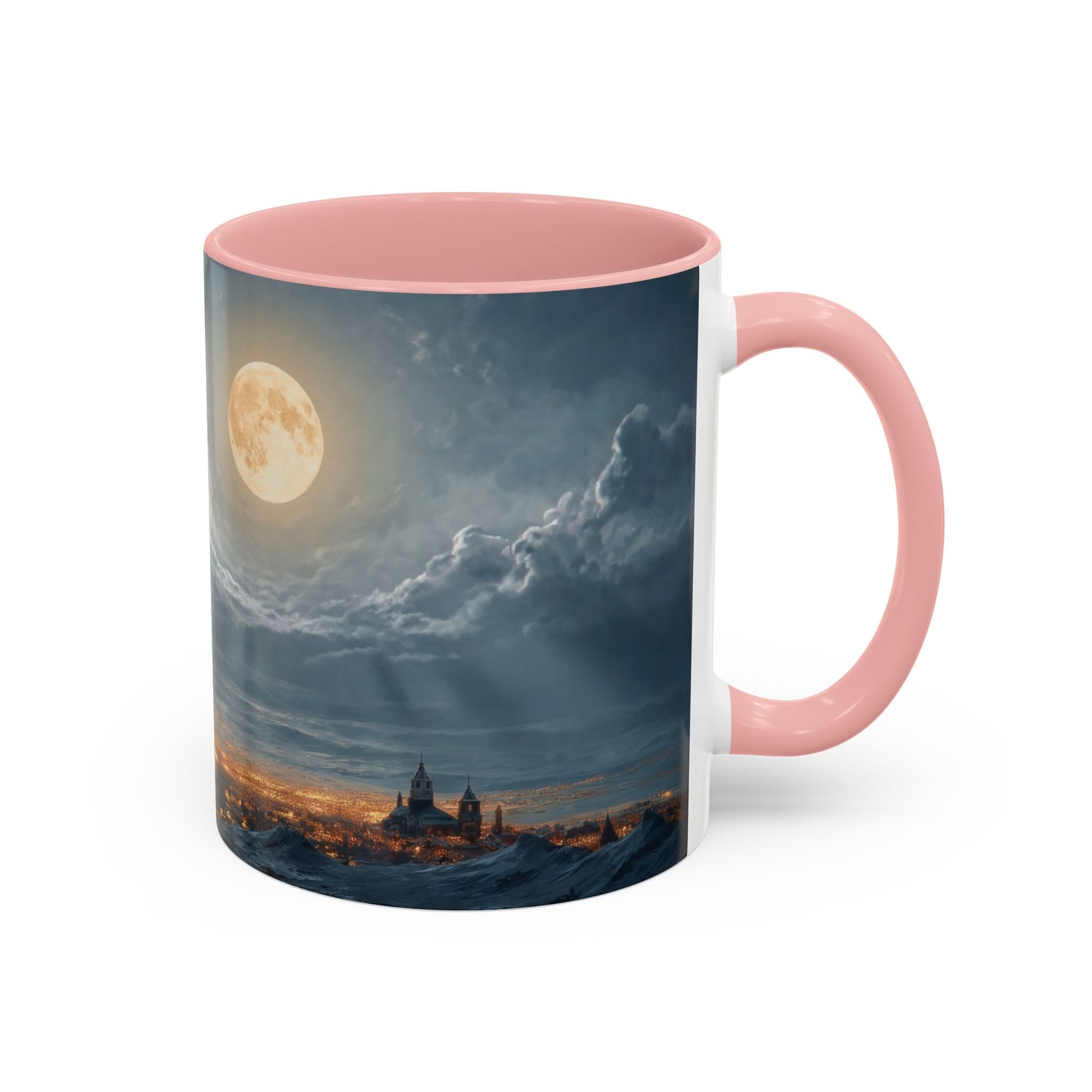 Midnight Sleigh Ride Accent Coffee Mug (11, 15oz) – Warm Glow Over Winter Town