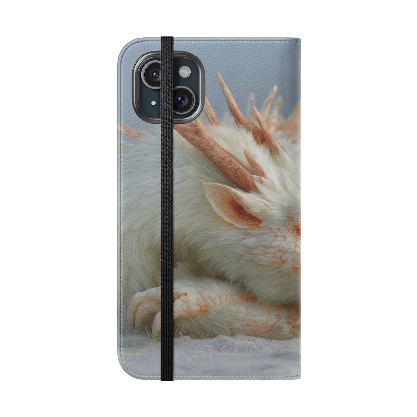 Sleeping Child and Dragon Flip Cases – Snowy Guardian Embrace