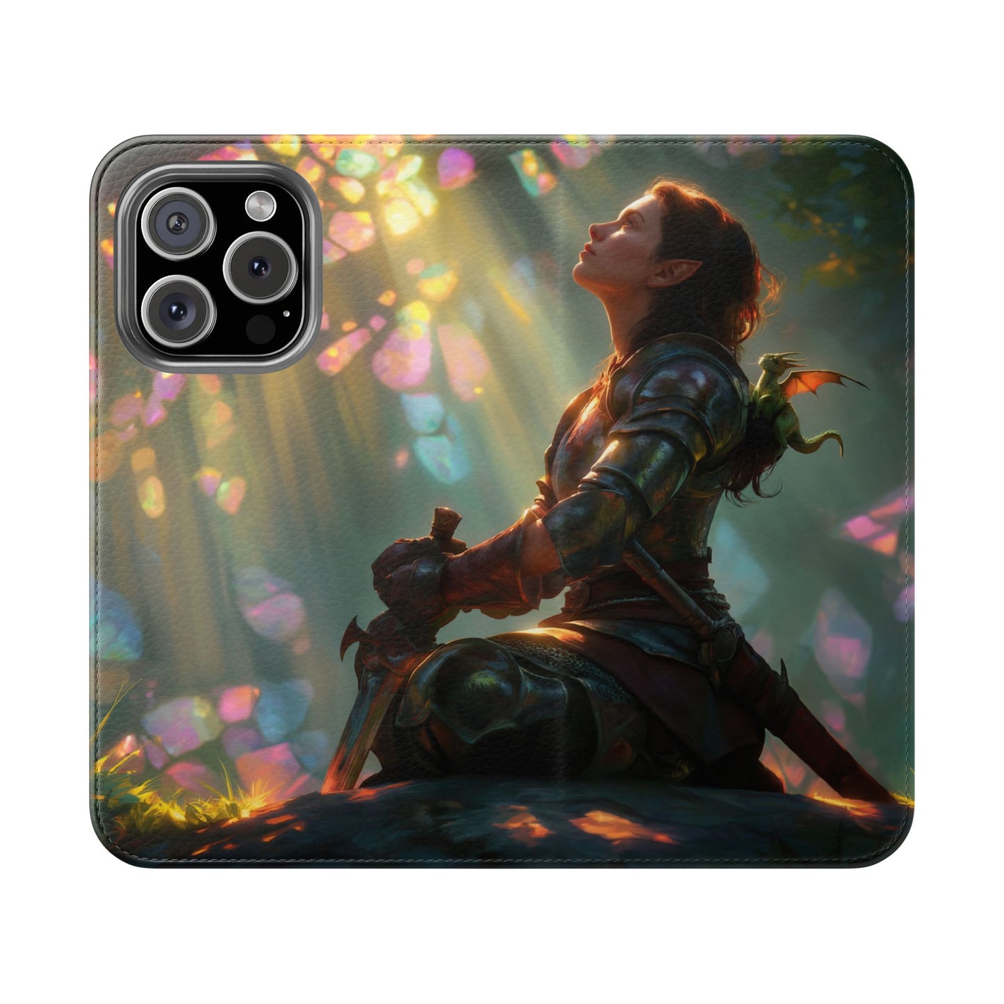 Crystal Grove Sentinel Flip Cases – Iridescent Forest Dawn Guardian