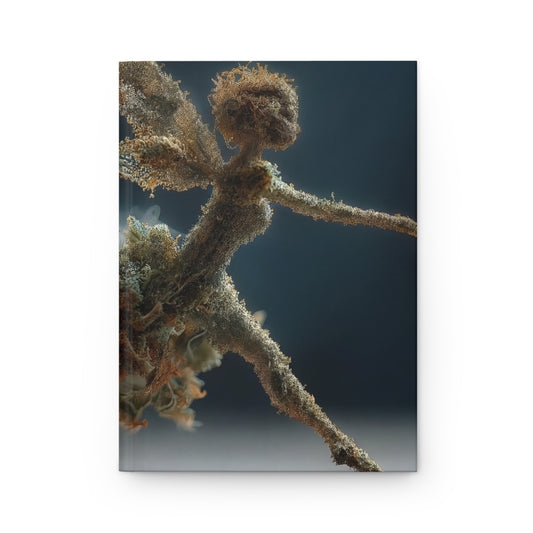 Lichen Fairy in Flight Hardcover Journal Matte – Mossy Wings Against Deep Twilight