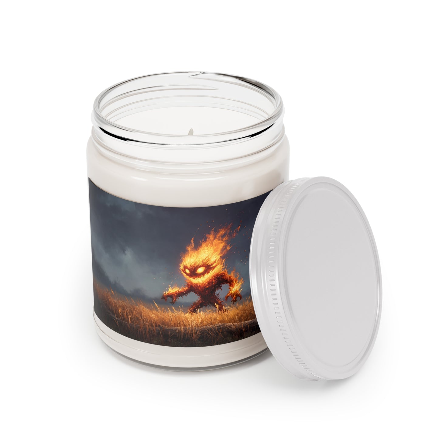Fiery Guardian Scented Soy Candles with White Lid, 9oz – Embers of the Twilight Field