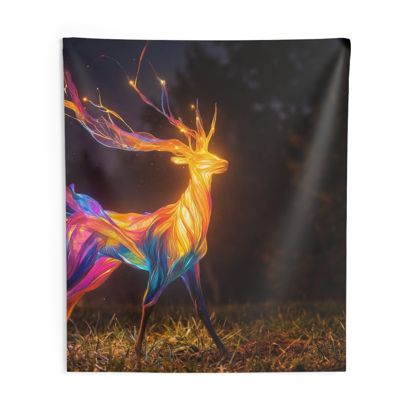 Chromatic Stag Indoor Wall Tapestries – Electric Forest Luminescence