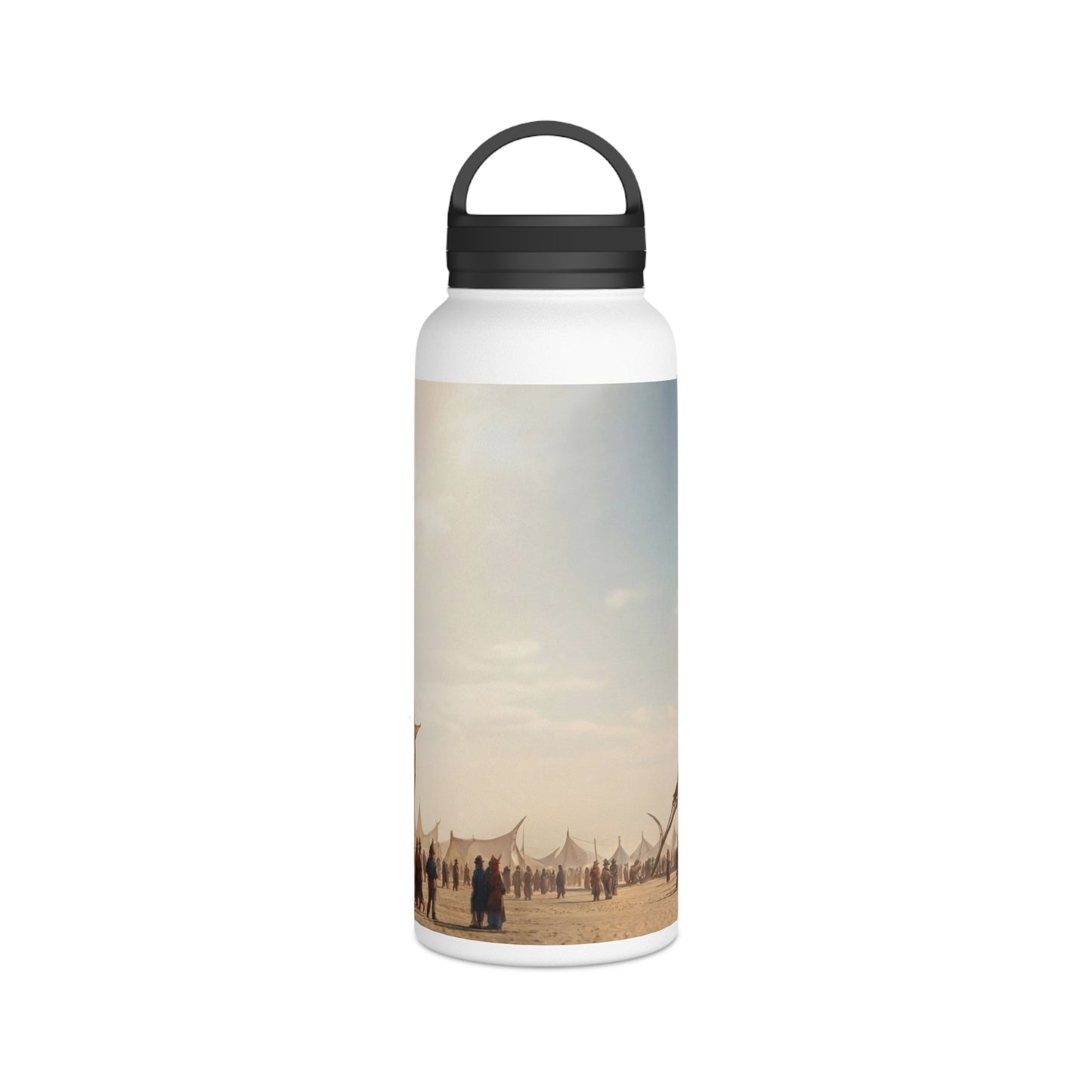 Desert Sky Temple Stainless Steel Water Bottle, Handle Lid – Golden Sails of the Dust Horizon