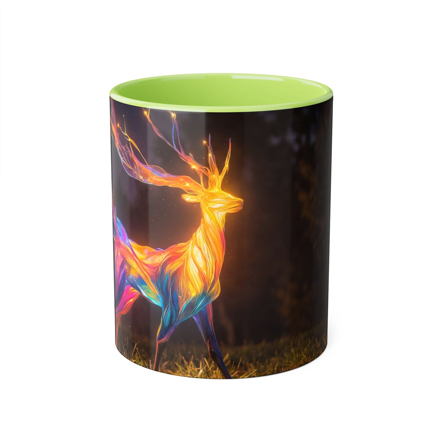 Prism Deer Accent Mugs, 11oz – Neon Spirit of the Night Meadow