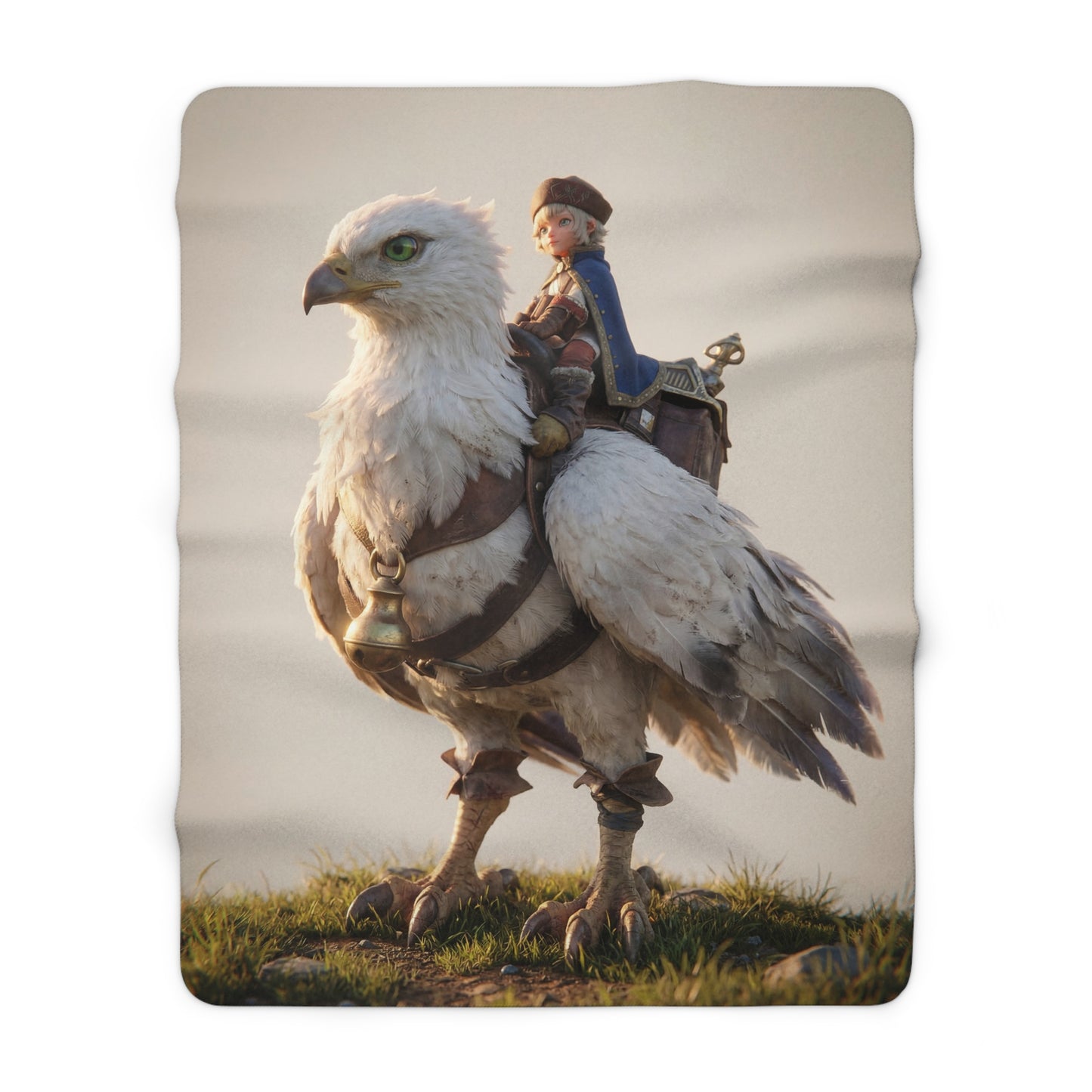 White Eagle Rider Sherpa Fleece Blanket – Sunset Skyward Companion