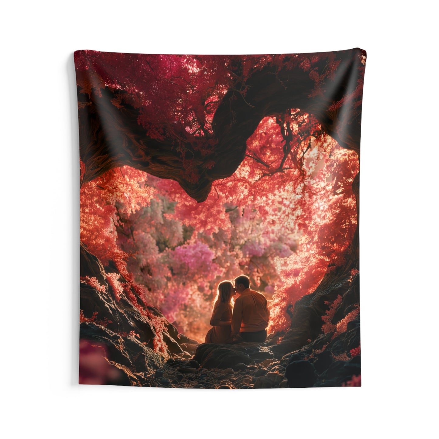 Crimson Canopy Love Tapestries – Whispers of the Pink Grove