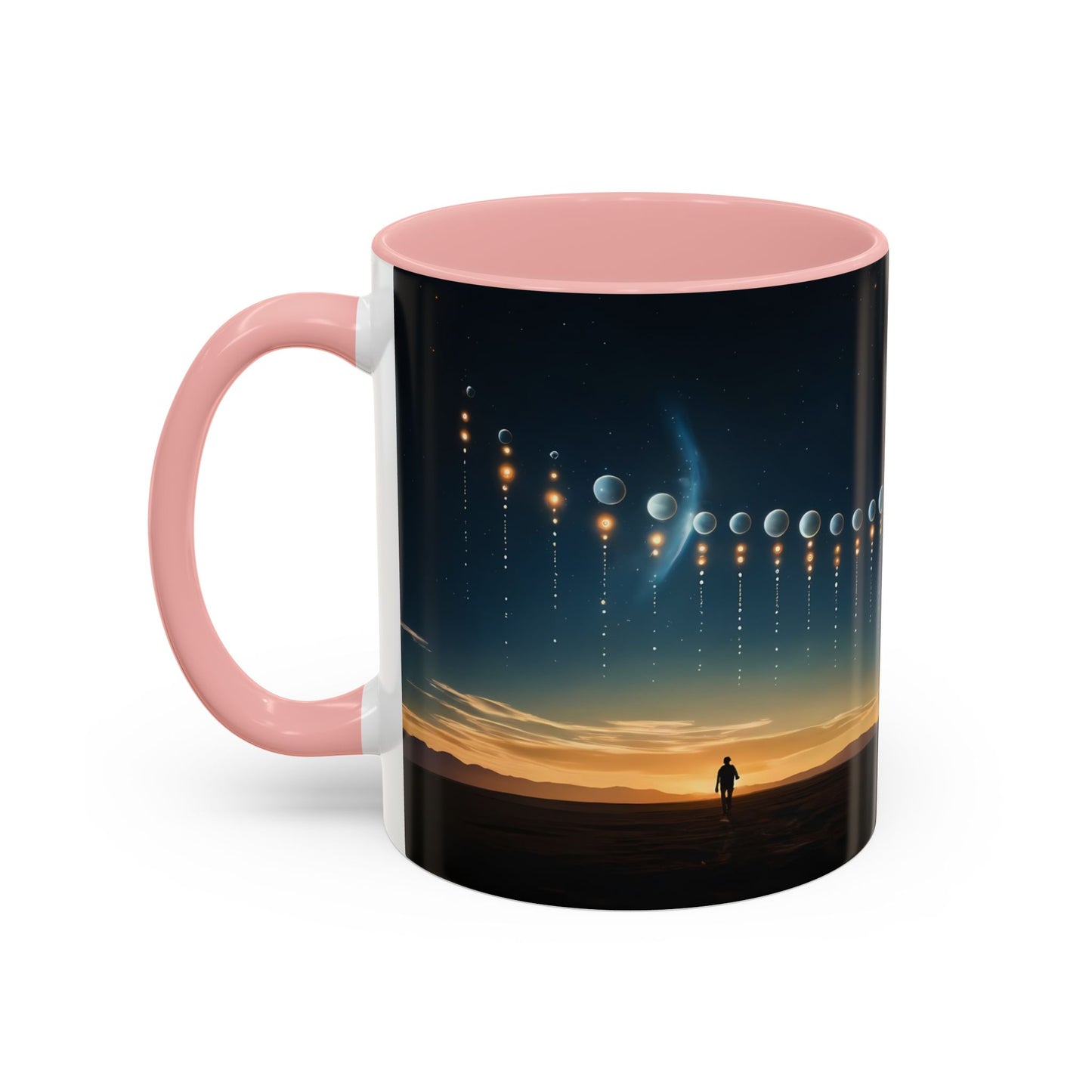 Celestial Pathway Accent Coffee Mug (11, 15oz) – Lone Walker Among Falling Moons