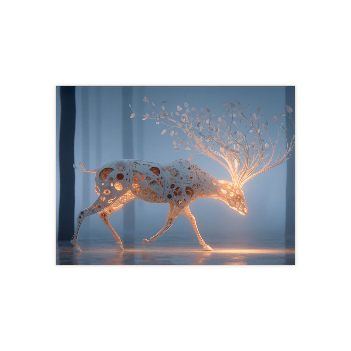 Luminescent Mechanical Deer Ceramic Photo Tile – Whispers of Inner Growth