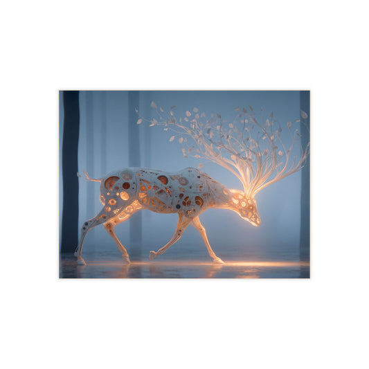 Luminescent Mechanical Deer Ceramic Photo Tile – Whispers of Inner Growth