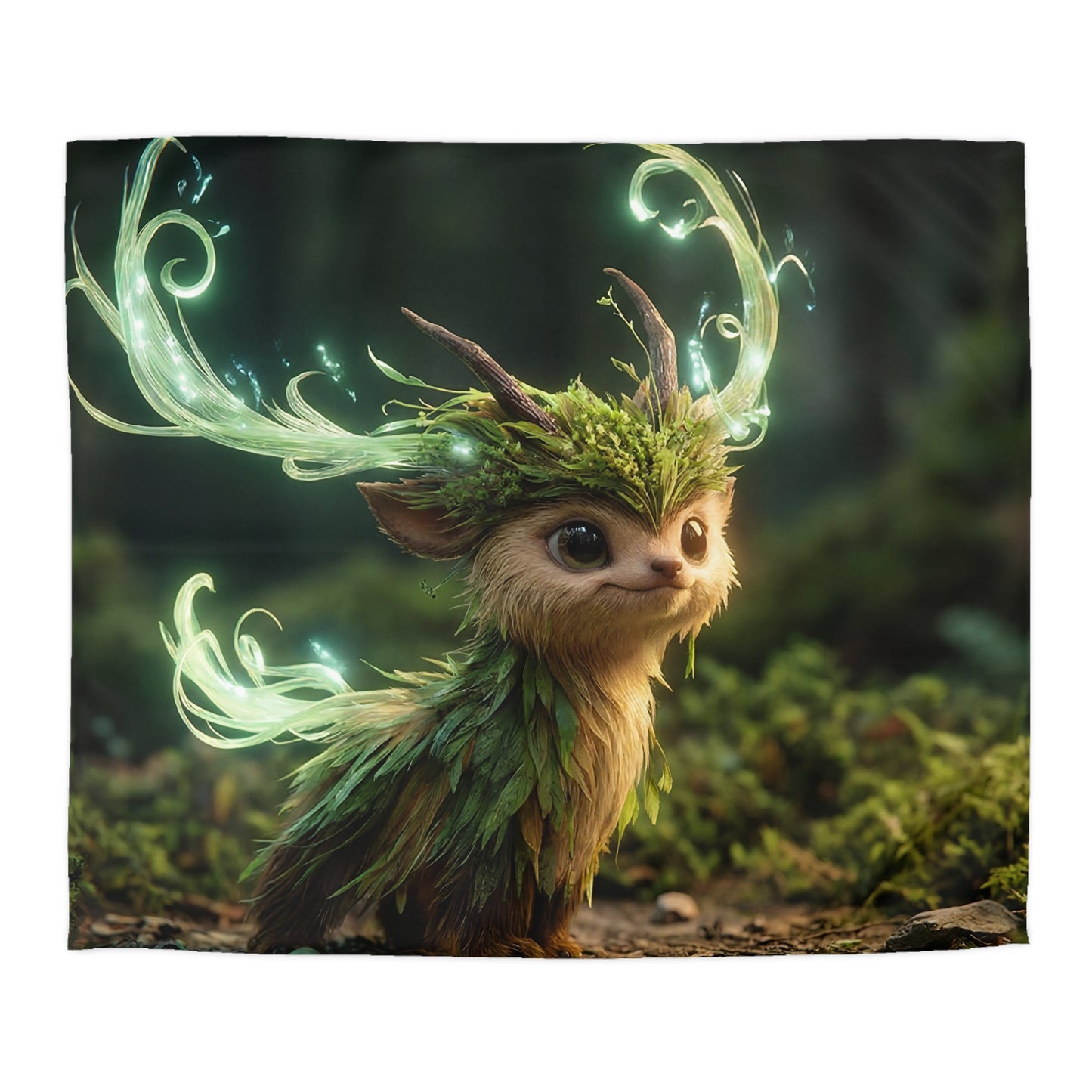 Forest Spirit Deer Microfiber Duvet Cover – Whimsical Glowthrough the Mossy Undergrowth