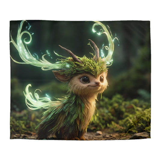 Forest Spirit Deer Microfiber Duvet Cover – Whimsical Glow Through Mossy Canopy