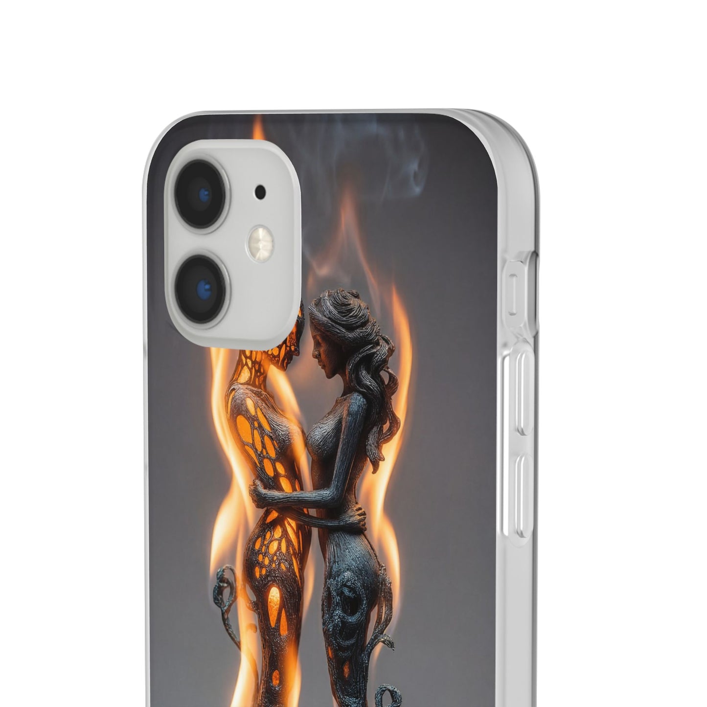 Flame-Embraced Lovers Flexi Cases – Intimate Glow Within the Fire