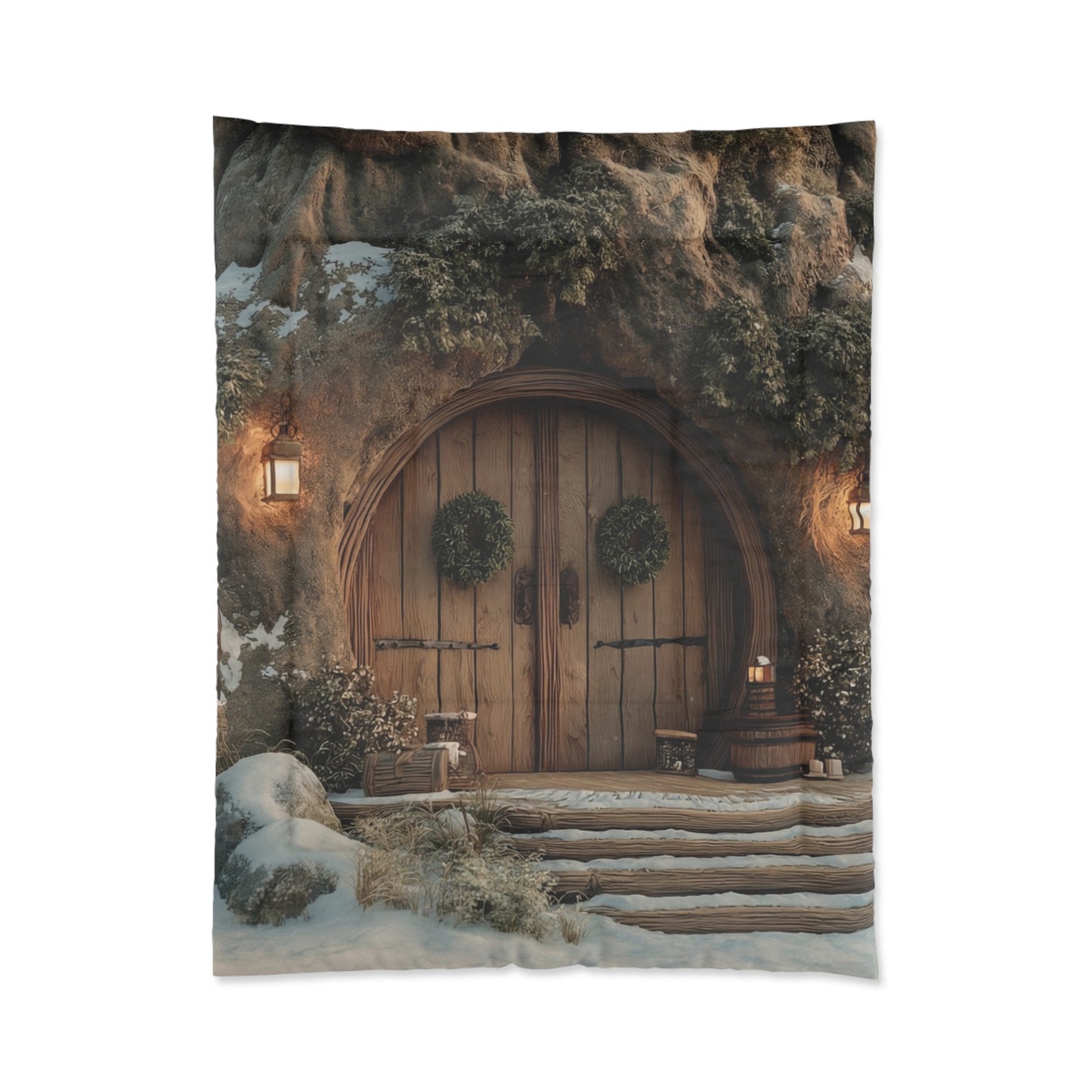 Winter Hollow Treehouse Comforter – Snow-Kissed Hearth at Dusk