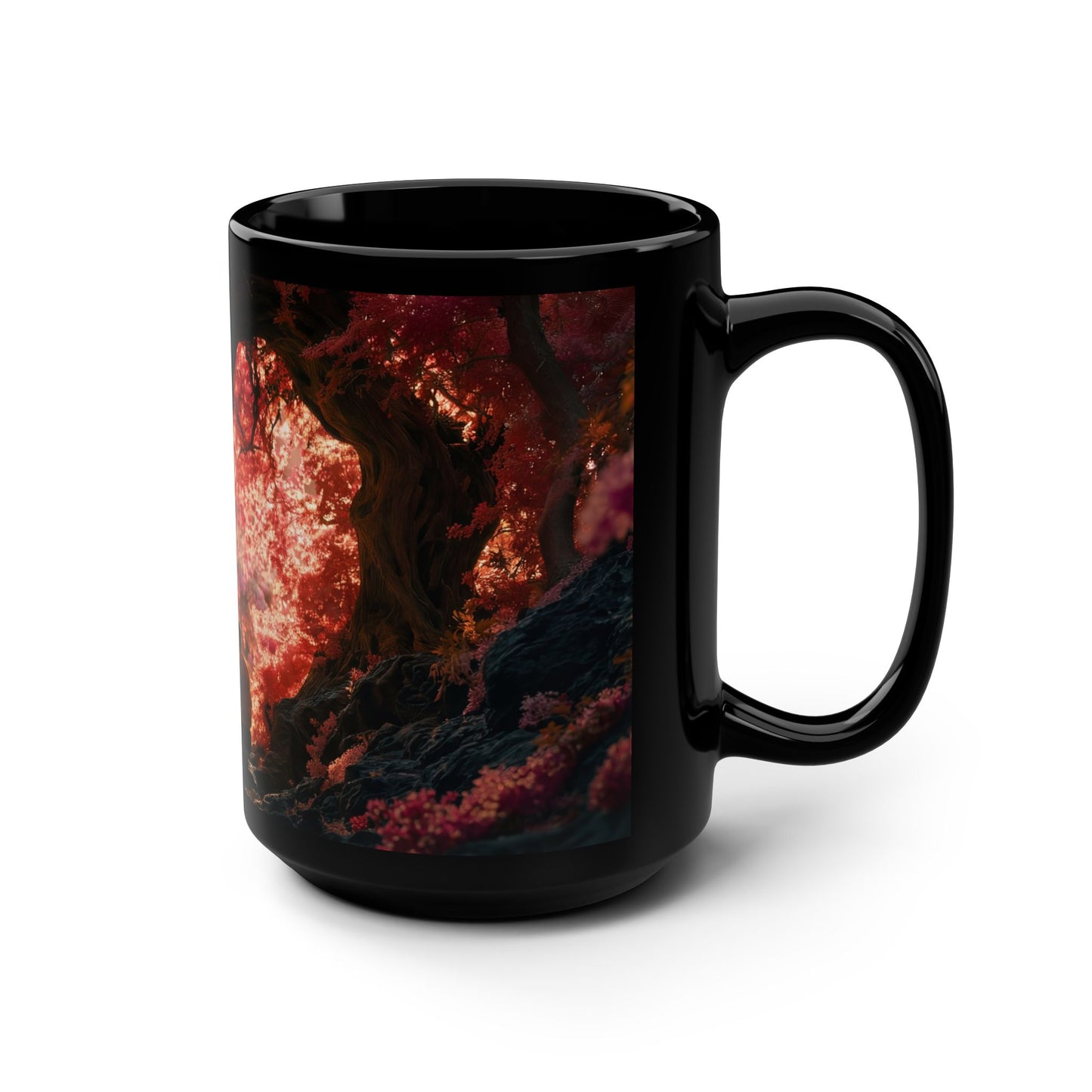 Crimson Heart Archway Black Mug, 15oz – Pink Canopy Love Nest