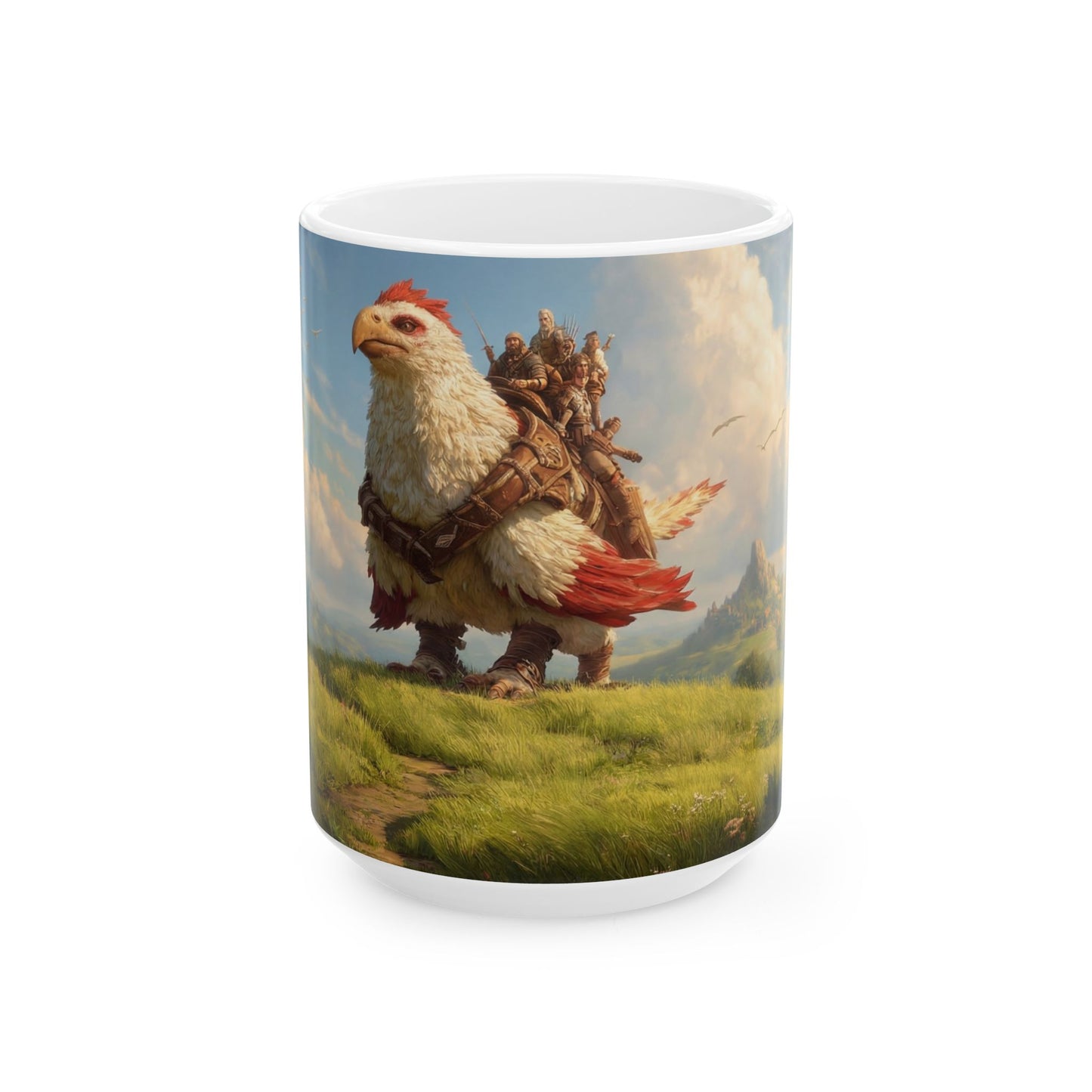 Skybound Sentinel Ceramic Mug, (11oz, 15oz) – White Eagle with Red Crest