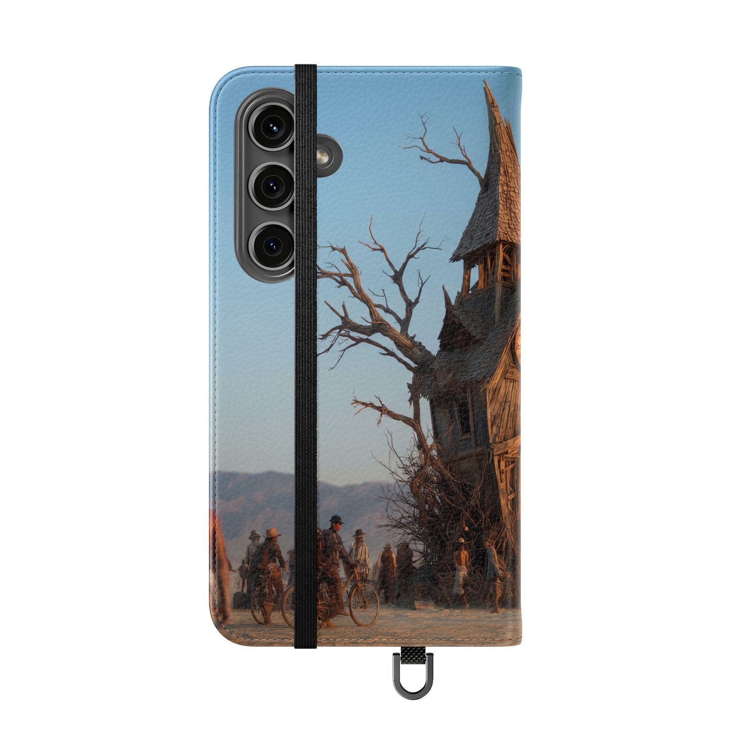 Clocktower Wanderers Flip Cases – Dusty Desert Sentinel Scene