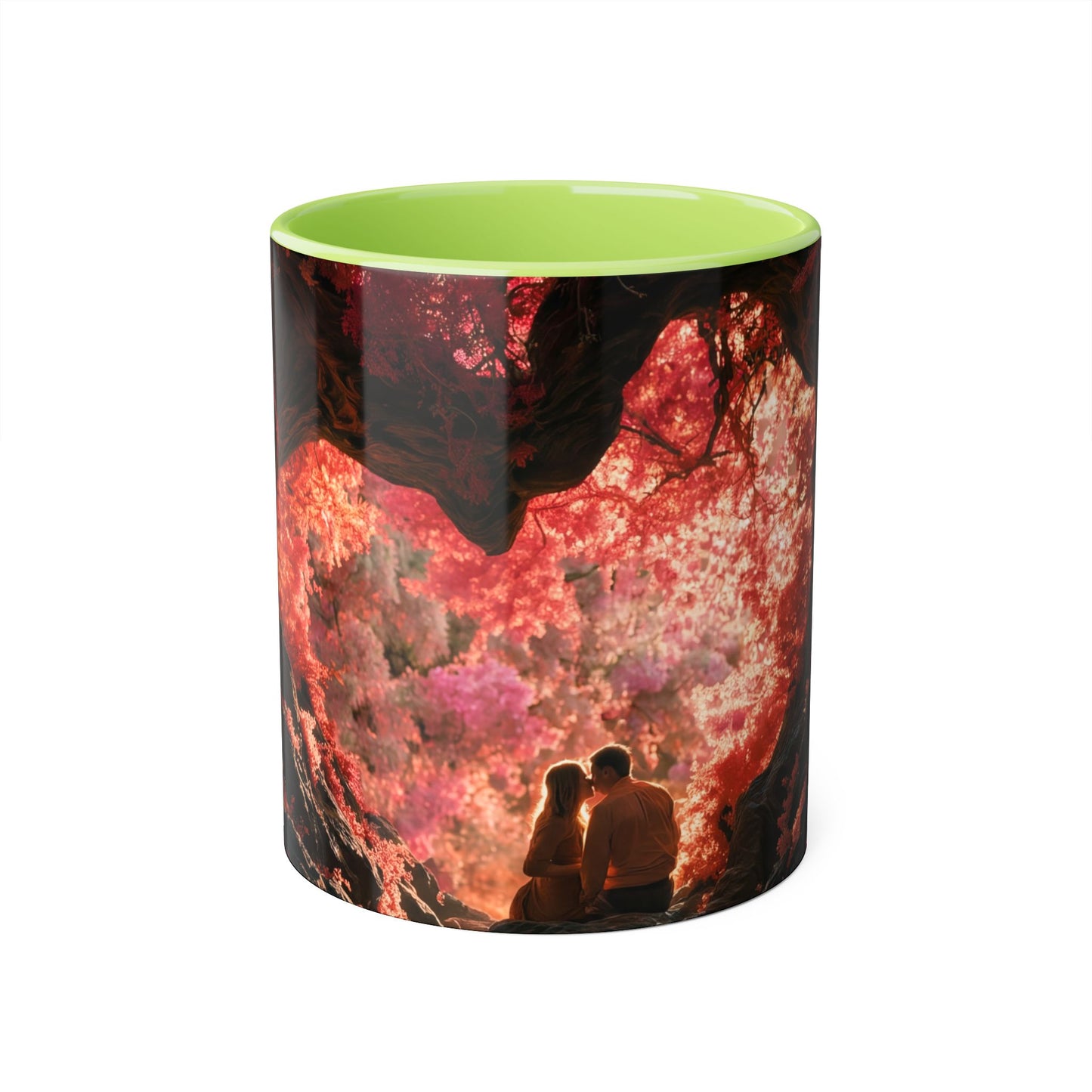 Crimson Heart Grove Accent Mugs, 11oz – Twisted Branches and Twilight Embrace