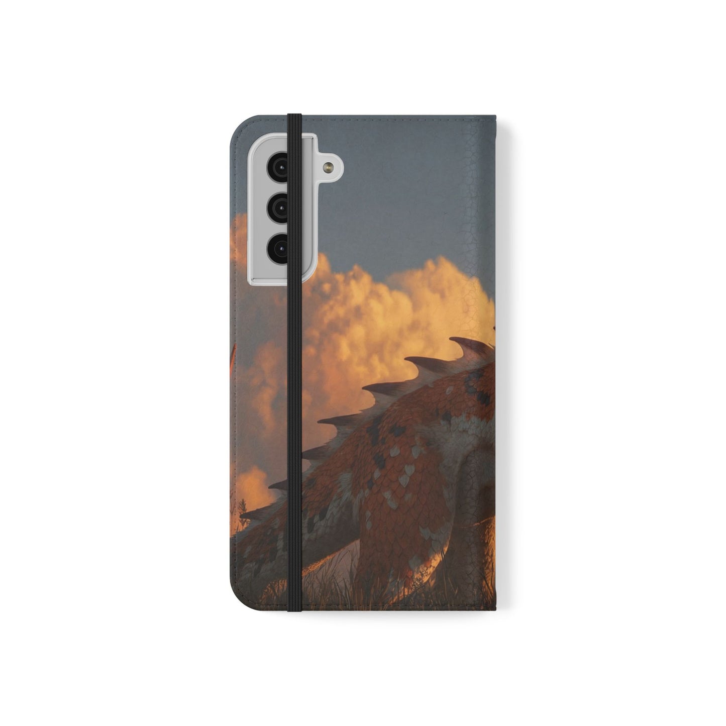 Gilded Dragon Flip Cases – Amber Sunset Guardian