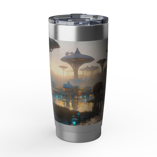 Elephants Among Sky-Trees Vagabond 20oz Tumbler – Dawn’s Whispering Savanna