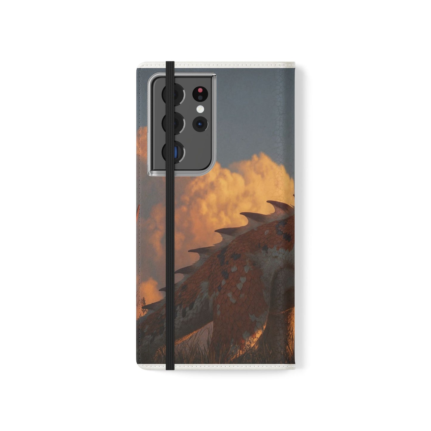 Gilded Dragon Flip Cases – Amber Sunset Guardian
