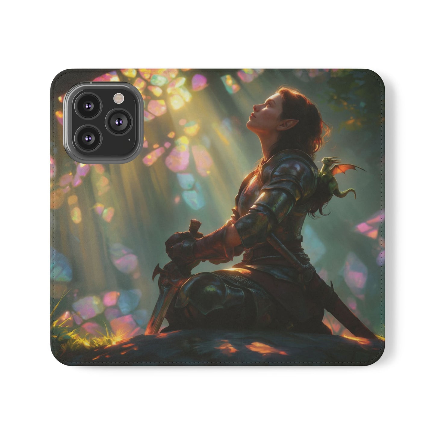 Crystal Grove Sentinel Flip Cases – Iridescent Forest Dawn Guardian
