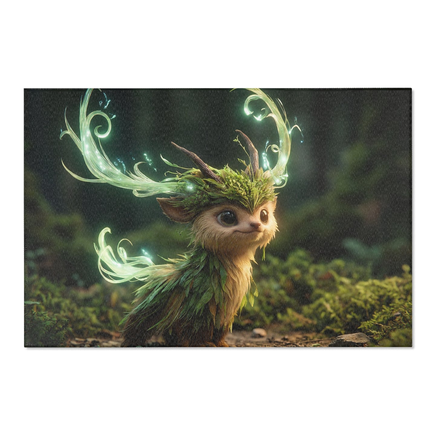 Forest Spirit Deer Rug – Whimsical Luminescent Antler Dream