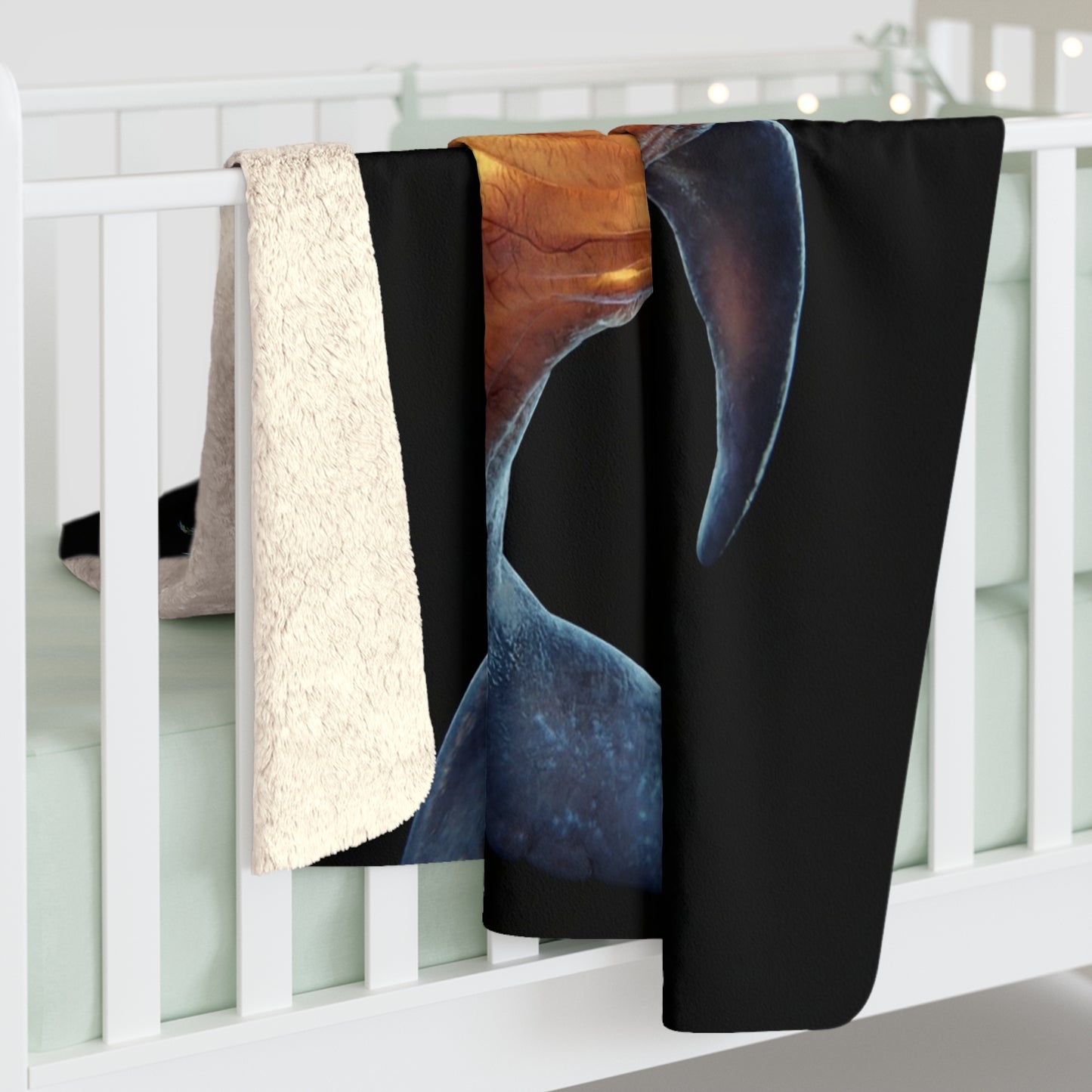 Whale Island Dreamer Sherpa Fleece Blanket – Bioluminescent Ocean Sanctuary