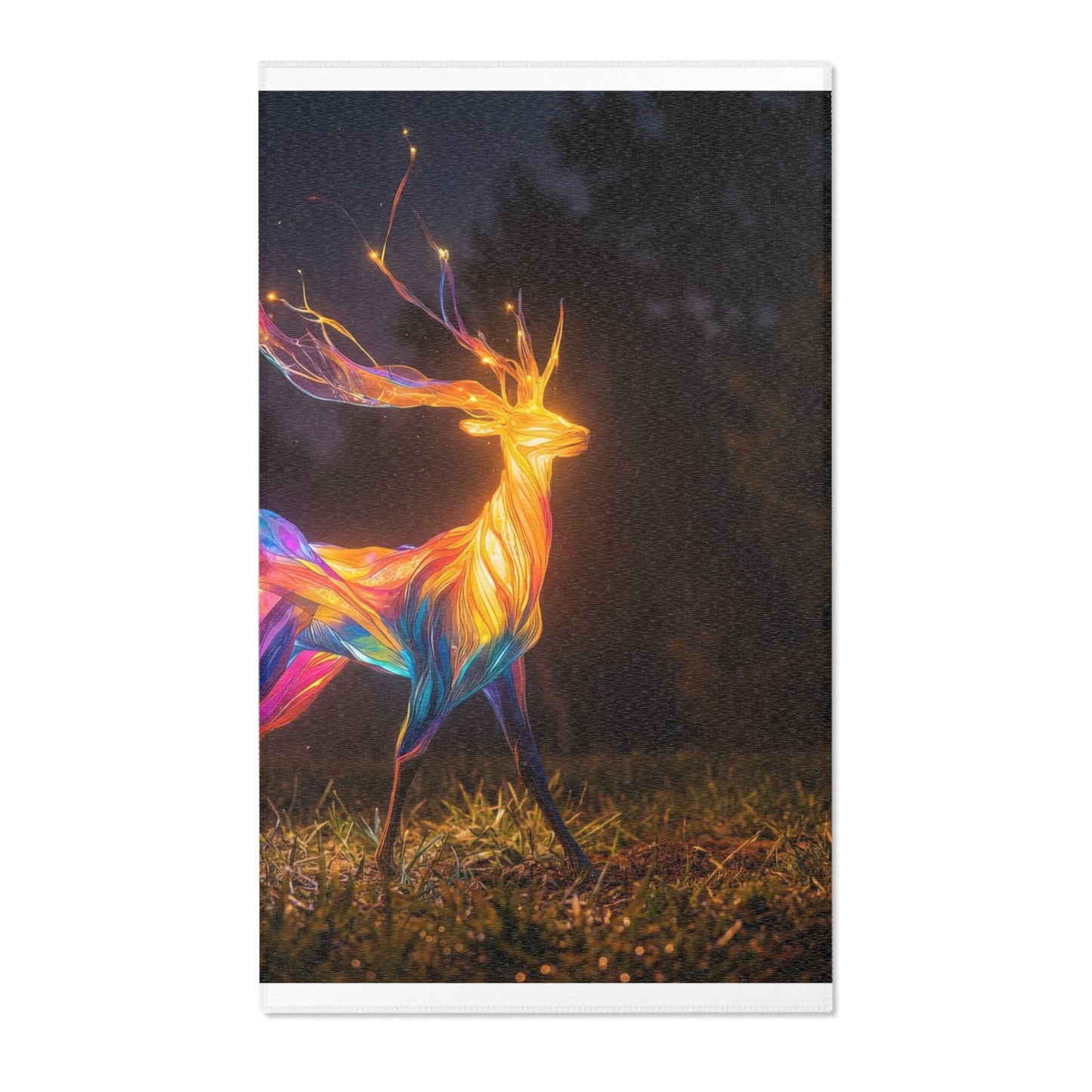Chromatic Stag Area Rug – Luminous Forest Glade at Dusk